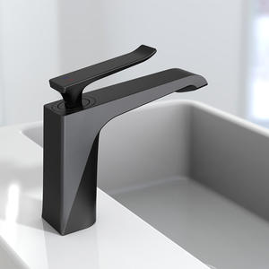 Robinet de lavabo de salle de bain à une seule poignée tout en cuivre avec noyau de vanne à disque en céramique pour eau chaude/froide - Product Image 4