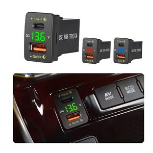 Dual 18 Вт <span class=keywords><strong>USB</strong></span> PD + QC3.0 Быстрая зарядка для <span class=keywords><strong>Toyota</strong></span>, Type C <span class=keywords><strong>USB</strong></span> автомобильный разъем питания со светодиодным вольтметром, совместим с 12/24 В - Product Image 2