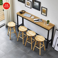 Chaise haute et tabouret de bar modernes en bois massif avec pieds en fer pour restaurant, café, cuisine domestique et usage commercial extérieur – Design tendance