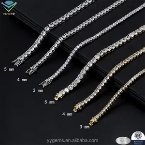 RTS Yy VVS Moissanite Tennis Chain Hip Hop GRA D Moissanite Chain Necklaces Fine Jewelry Bracelets Silver Chain For Men Women