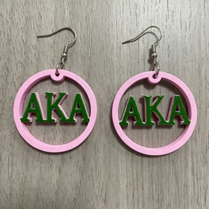 Boucles d'oreilles en <span class=keywords><strong>bois</strong></span> rose et vert, découpées <span class=keywords><strong>au</strong></span> laser, design créatif et simple, pour la vie de sororité, pour femme élégante, vente en gros - Product Image 4