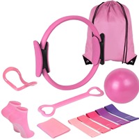 Ensemble de yoga et fitness 13 pièces : Bande de résistance pour fessiers, ballon de yoga, sangle de yoga, bande d'étirement – Kit d'entraînement complet