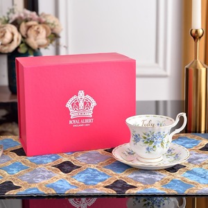 Bộ tách trà cà phê gốm sứ cao cấp <span class=keywords><strong>Albert</strong></span> Royal <span class=keywords><strong>Albert</strong></span>, họa tiết hoa theo tháng, màu đen, kèm đĩa, kiểu dáng cổ điển, dùng trong nhà, hộp quà gỗ, chất liệu PC - Product Image 4