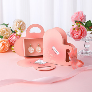 Caja de Regalo de Joyería en Forma de Corazón, Portátil, Resistente al Agua, de Cartón, con Esponja para Guardar Anillos de Pareja, para el Día de San Valentín - Product Image 5