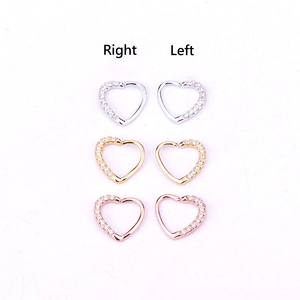 Nuevo <span class=keywords><strong>Piercing</strong></span> de Cartílago con Forma de Corazón de Cobre con Gemas de Circonio para Tragus, <span class=keywords><strong>Daith</strong></span>, Nariz, Labio, Arete, Joyería de Moda - Product Image 2