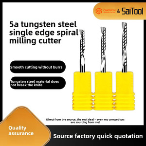 ดอกกัดคาร์ไบด์แบบฟลูตเดี่ยว 30 เฮลิกซ์ ไม่เคลือบผิว สำหรับงานกัดแบบ Climb Milling ความแข็ง HRC55 ขนาด 10 มม. ความยาวใช้งานจริง สำหรับงานกัด CNC ไม้ แผ่นวีเนียร์ และวัสดุแข็ง - Product Image 2