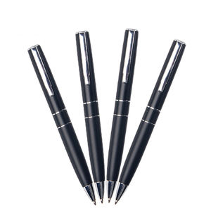 Stylo bille en métal noir torsadé de haute qualité avec logo personnalisé, largeur d'écriture 1,0 mm - Product Image 1