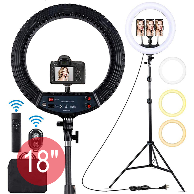 Kalio 18 Inch Youtube Tiktok 180 Degree Adjustment Ring Light with Tripod