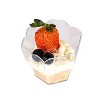 Vente en gros usine – Gobelets à dessert jetables transparents en plastique de 65 ml en forme de fleur pour mousses, parfaits, desserts aux fruits et desserts occidentaux