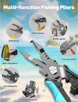 2 Packs de pinces de pêche multi-outils pour les voyages de pêche en famille Enfants débutants Conception de prise en main sûre pour bateau Kayak Shore
