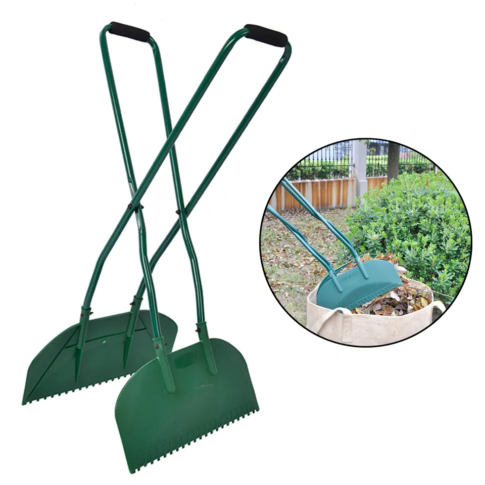 Winslow & Ross metal long handle leaf scoop garden waste grass collector manual hand leaf grabber rake