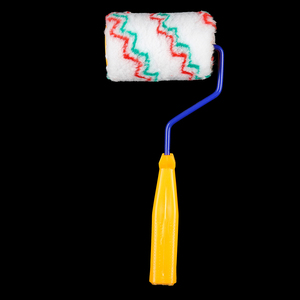 Rouleau de peinture industriel DIY mini de 4 pouces, haute densité, avec poignée en plastique jaune et cadre à dégagement rapide en polyester - Product Image 4
