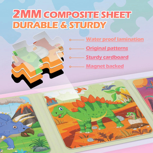 Livre de puzzle magnétique 3 en 1 sur le thème des dinosaures, jouet éducatif avancé pour les tout-petits, les enfants, les garçons et les filles, à partir de 3 ans - Product Image 3