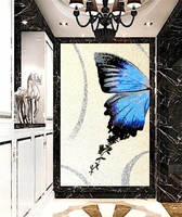 Mosaïque murale en céramique bleue sur mesure, motif paon moderne, carreaux de parquet, 4 mm, pour murs intérieurs d'hôtel, certifiée CE