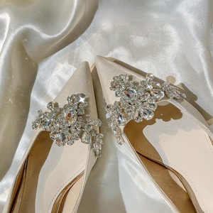 Factory Wholesale 2024 New Bridal Satin Wedding <b>Shoes</b> High Heels for Stiletto Women Genuine Leather Upper Pumps - Product Image 5