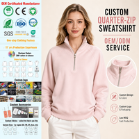 Sweat-shirt décontracté ample pour femme, col montant, demi-zip, manches raglan, imprimé, brodé, en polaire respirante, printemps automne hiver, OEM