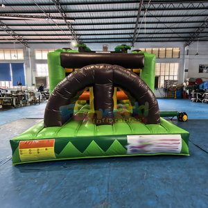 Structure gonflable commerciale de qualité supérieure pour fêtes en plein air, combo toboggan et parcours d'obstacles tropical pour enfants - Product Image 4