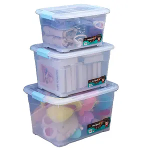 Boîte de rangement transparente pour vêtements, boîte de rangement industrielle polyvalente, grande taille, en plastique Transparent avec couvercles