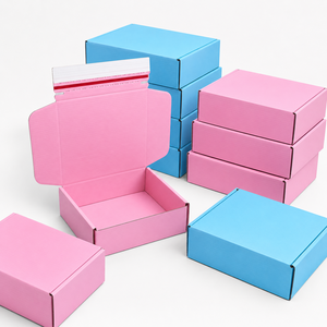 Pink Corrugated Mailer <b>Box</b> Rectangle Shape Recyclable Paperboard <b>Gift</b> Craft Packaging Blue Base Included - Product Image 4