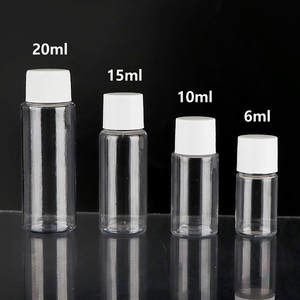 Vente en gros de petits flacons de lotion pour huiles essentielles 6ml 10ml 15ml 20ml en PET transparent, mini flacon échantillon avec bouchon à vis - Product Image 1