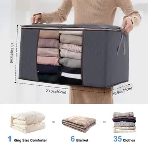 Sac de rangement de couette de grande capacité fenêtre transparente sac pliant vêtements couverture literie organisateur de rangement sous le sac de rangement de lit
