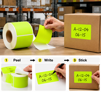 500 Etiquetas Rectangulares Fluorescentes por Rollo, Etiquetas de Codificación de Color con Adhesivo Permanente para Organización de Archivos en Oficinas y Almacenes