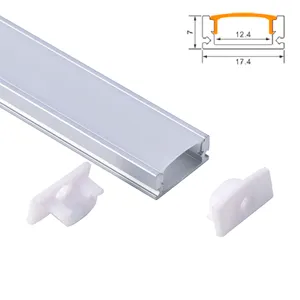 Ekstrusi aluminium Led saluran cahaya Linear LED 17.4x7mm dengan penutup terdifusi