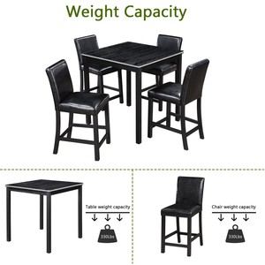 5 Piece Modern Counter Height Dining <b>Table</b> Set with MDF <b>Square</b> <b>Table</b> 4 Upholstered Chairs Crystal Decor Durable & Eco-Friendly - Product Image 6