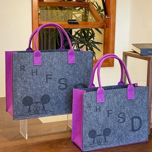 Nuova <span class=keywords><strong>Borsa</strong></span> Tote Morbida in Feltro Non Tessuto con Logo Personalizzato e Lettere Cartoon, <span class=keywords><strong>Borsa</strong></span> per lo Shopping di Grande Capacità per Donne - Product Image 4