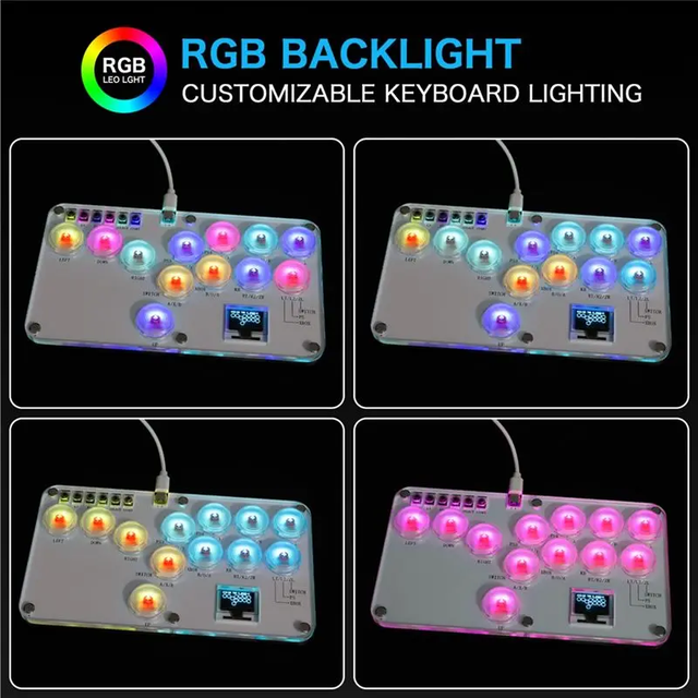 Stickles Arcade Stick 12Keys All-Button Mini Fighting Game Arcade Stick Leverless Controller Fight Sticks for PS3 PS4 PC/Switch