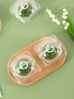 Petite boîte d'emballage en PP verte pour raviolis, pâtisserie au jaune d'œuf salé, gâteau de neige, gâteau de lune, cadeau, couvercle transparent scellé, base