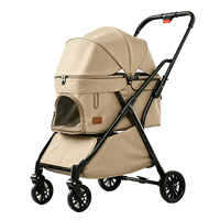 Poussette pliable légère pour chiens et chats avec design à 4 roues et frein arrière