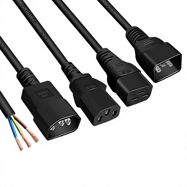 National Standard Pure Copper Black 10A PDU Server Power Cord C13/C14/C19/C20 Plugs Three-prong Bare Wire UPS Connection Cable