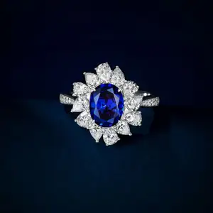 Anello di fidanzamento di Kate Middleton di colore blu zaffiro simulato in argento Sterling massiccio 925