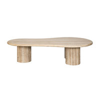 Table basse minimaliste unique en travertin, placage de pierre, style Wabi Sabi, table centrale moderne en bois pour salon