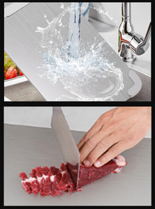 Planche à découper créative en acier inoxydable, coins en silicone antidérapants, passe au lave-vaisselle, légère, pour hacher les légumes - Product Image 4