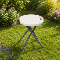 Tabouret pliant rond en plastique léger, portable, pour l'intérieur et l'extérieur