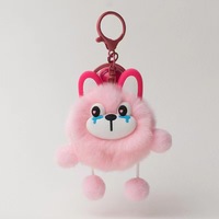 Porte-clés en peluche super doux et mignon en forme d'animaux (Panda, Lapin, Chat) avec pompon, idéal comme breloque de sac à main ou décoration d'anniversaire