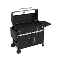 Grande table d'appoint à charbon de bois de haute qualité chariot à gril robuste Barbecue grilles en verre enduit de poudre pour les fêtes en plein air