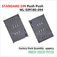 WECONN WL-SIM180-094 6PIN+1 H=1,80mm Push-Push Mit Erkennungsschalter SIM-Karten-Anschlussbuchse Anpassbare SIM-Kartenhalterung