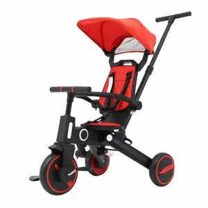 BEBELUX SL-168 Folding Baby Tricycle Kids Trikes Adjustable Children Tricycle 360 Degree Seat Rotation Baby Stroller Ride On Car