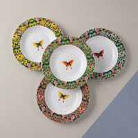Ensemble de 4 bols à pâtes en porcelaine dure céramique Heritage Floral, colorés, avec décor sous glaçure, compatibles micro-ondes et lave-vaisselle
