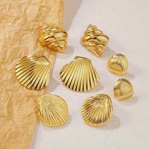 Pendientes de Concha, Estrella de Mar y Estrella de Mar Escultóricos para Mujer, de Acero Inoxidable, Geométricos Exagerados - Product Image 2