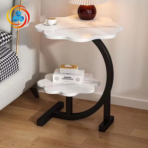 Low MOQ Cheap Wooden Modern Handmade Living Room <b>Sofa</b> <b>Side</b> <b>Table</b> with Metal Legs C Shape Round End <b>Table</b> Decorative - Product Image 6