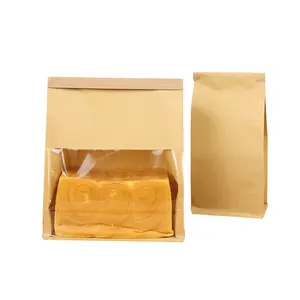 Sacchetto personalizzato per imballaggio di carta da forno pagnotta di pane bagel pane marrone pane da forno sacchetti di carta Kraft finestra borsa