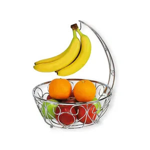 Aanrecht Fruit Opslag Mand Metalen Draad Opknoping Fruitmand Met Banaan Houder