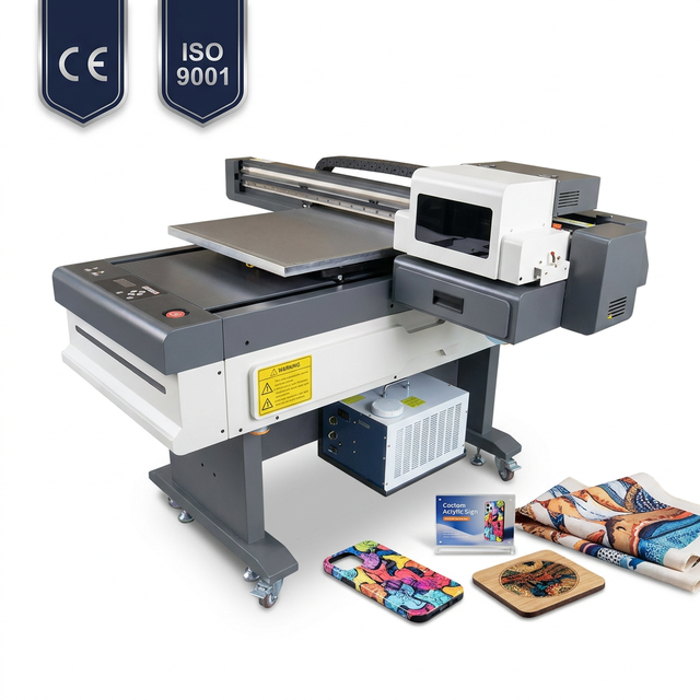 UV Flatbed Printer 60x90cm A2 Size Phone Case Wood Acrylic Metal Fabric Glass Printing Machine with LCD Touch Screen