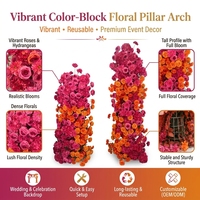 Décoration Florale de Mariage : Arche Florale Artificielle Rose Vif et Orange pour Fond de Scène