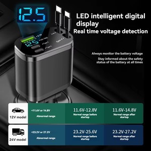 Adaptateur chargeur voiture 150W 5 en 1, charge rapide USB Type C avec câbles Type C rétractables pour <span class=keywords><strong>iPhone</strong></span>, Huawei, Samsung - Product Image 2