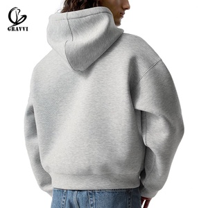 Custom Fleece Streetwear Blank for Logo Printing Oversized Heavyweight <b>Box</b> Zip Hoodie OEM ODM - Product Image 2